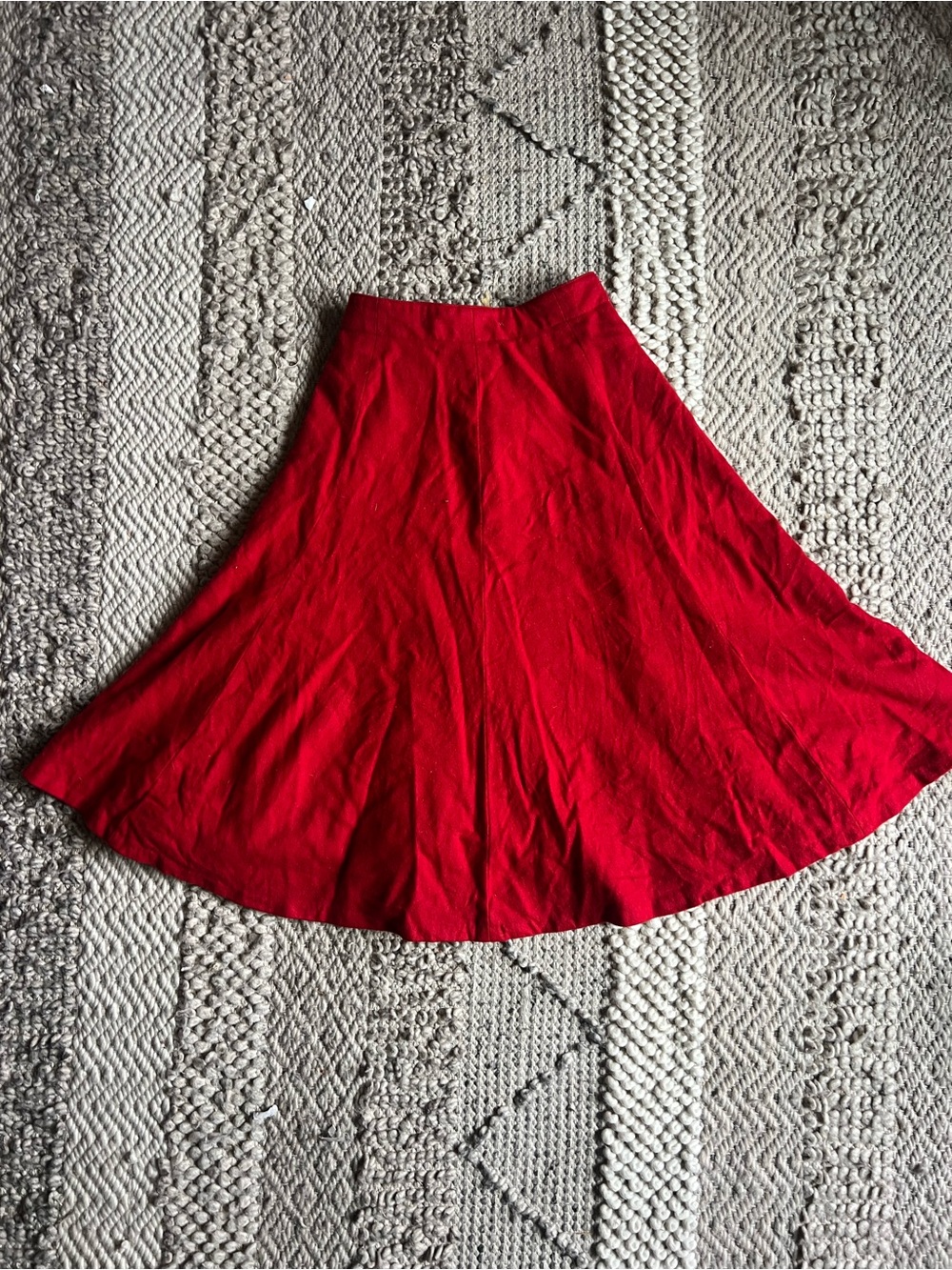 Women’s Red Midi Circle Skirt - Elegant Everyday Flair